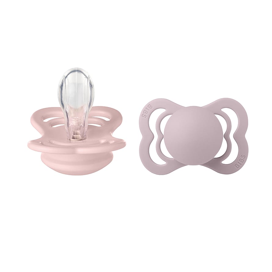 BIBS Pacifier Supreme 2 Pack Silicone Blossom/Dusky Lilac Size 1