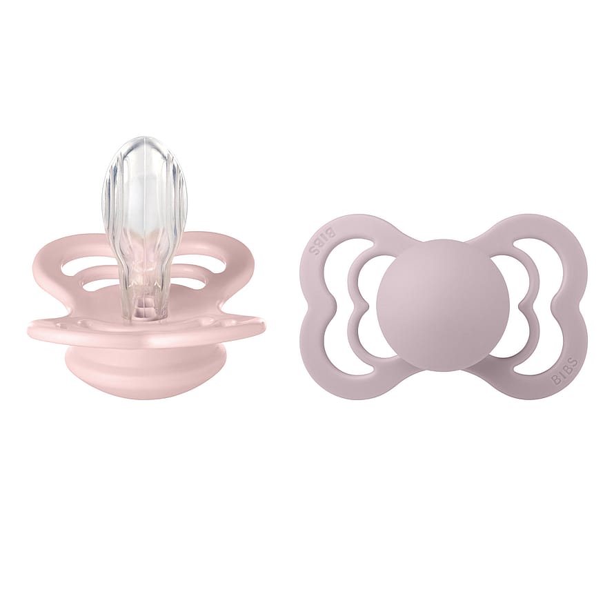 BIBS Pacifier Supreme 2 Pack Silicone Blossom/Dusky Lilac Size 2