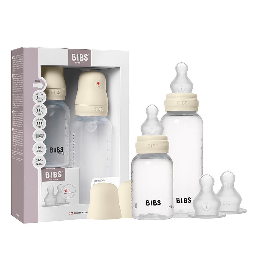 BIBS Grow and Flow Sutteflaske Sæt Silikone Ivory 150 ml/270 ml
