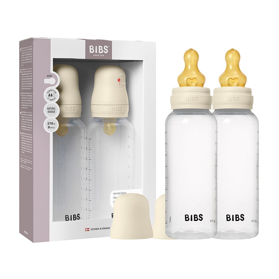 BIBS Sutteflaske Medium Flow Latex 2-pak Ivory 270 ml