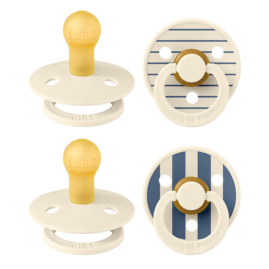 BIBS Colour Round Latex Pin Ivory Vanilla mix/Pin Ivory Steel Blue mix Size 1