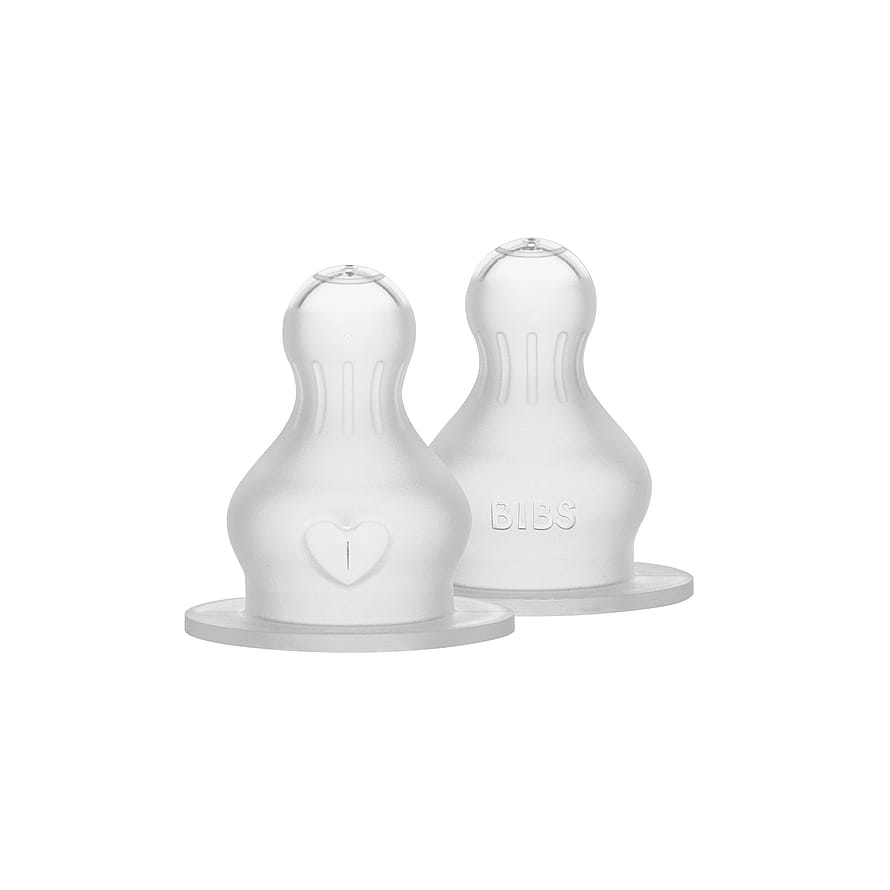 BIBS Baby Bottle Nipple Round Silicone 2-Pak Thick Flow