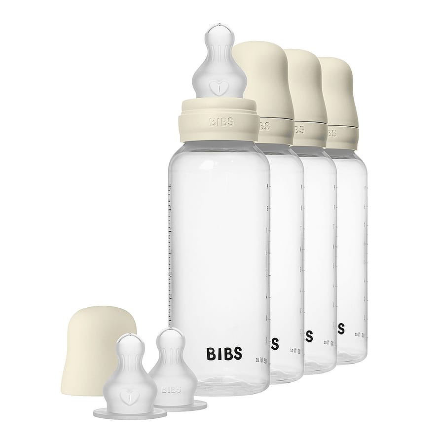 BIBS Baby Bottle Round Silicone 4-Pak Lvory 270 ml