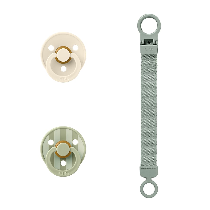 BIBS Pacifier & Clip Gift Set 3 stk. Sage Size 1