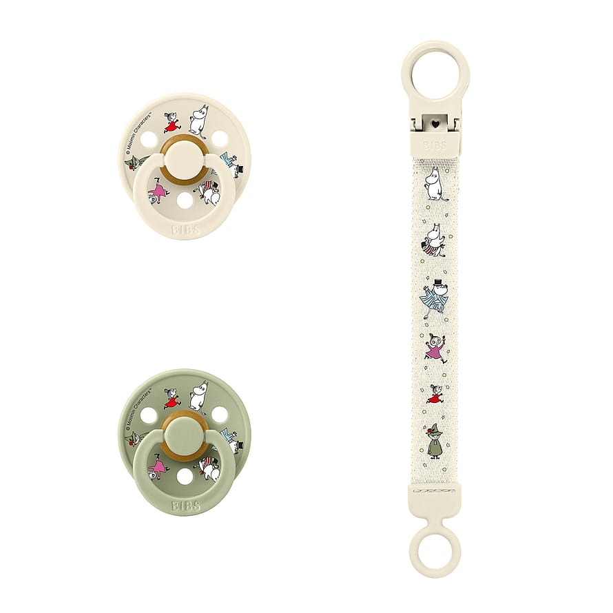 BIBS Pacifier & Clip Gift Set Ivory/Sage Size 2