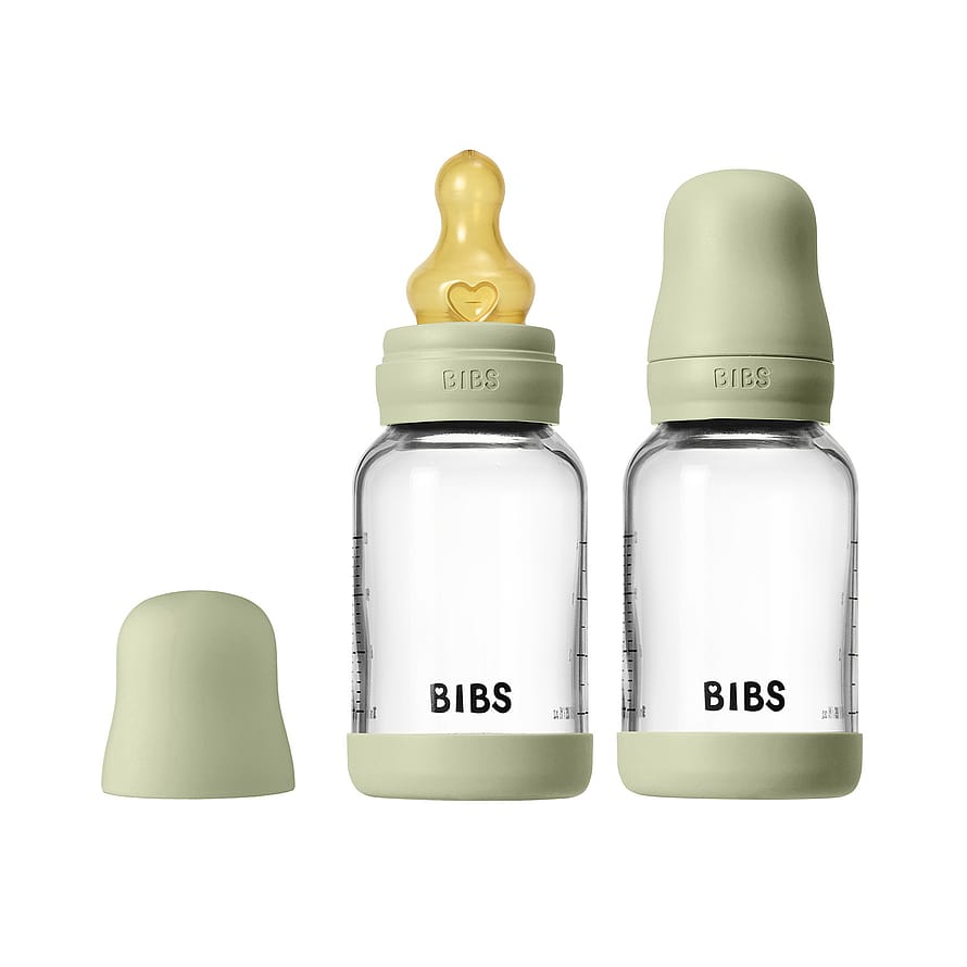 BIBS Glass Baby Bottle Round Latex 2-Pak Sage 120 ml Slow Flow