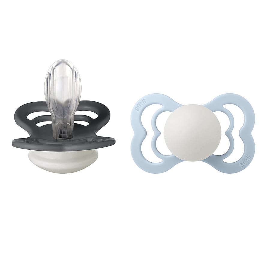 BIBS Pacifier Supreme Glow/Baby Blue Glow 2-Pak  Silicone Size 2