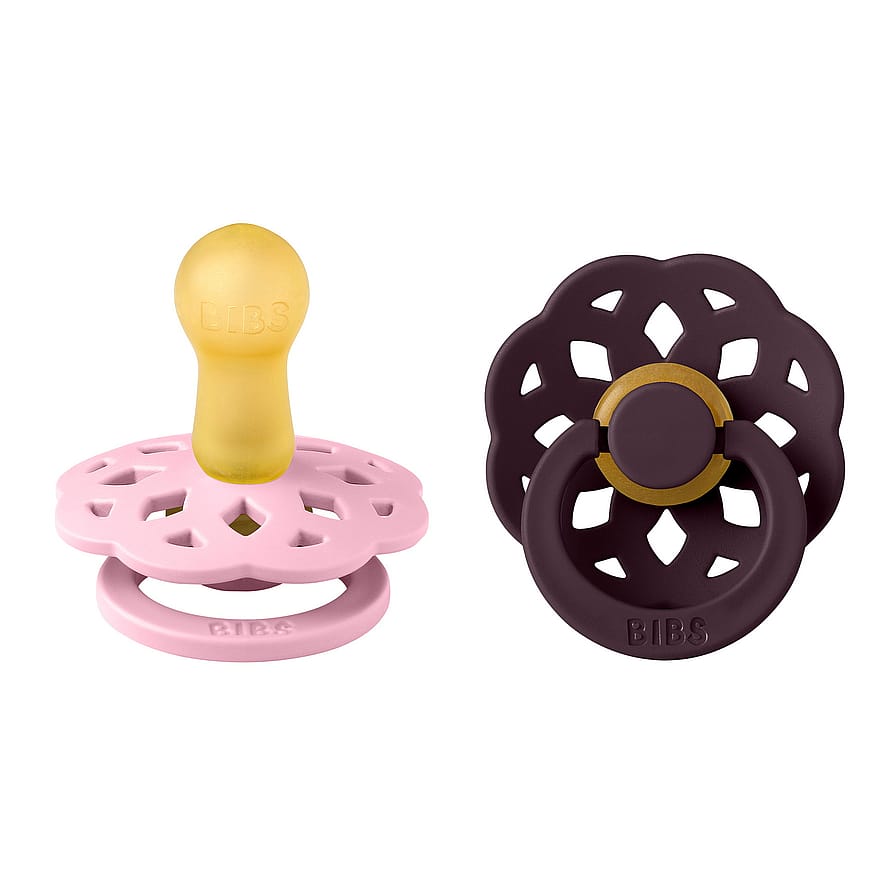 BIBS Pacifier Boheme 2-Pak Baby Pink/Plum Latex Size 2
