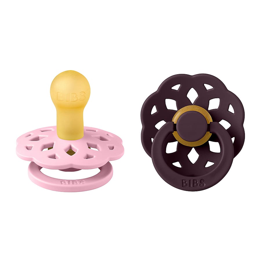 BIBS Pacifier Boheme 2-Pak Baby Pink/Plum Latex Size 1