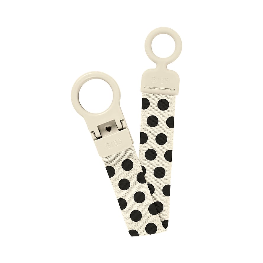 BIBS Studio Pacifier Clip Loop Polka Ivory Black