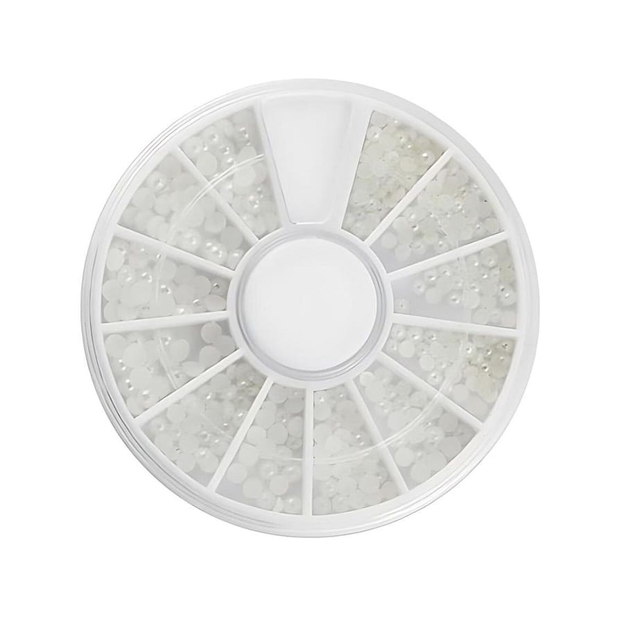 UNIQ Nail Art Gemstone Wheel Hvide Dekorationsperler