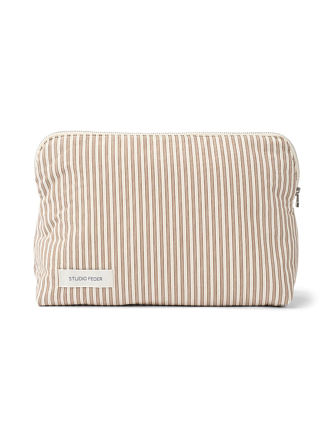 Studio Feder Celia Toiletry Bag Cotton Brown Beach Stripe
