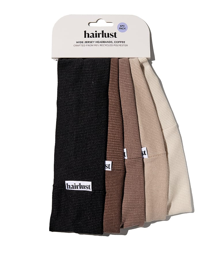 Hairlust Wide Jersey Headbands 5 Pak Coffee