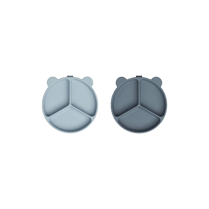 LIEWOOD Stacy Tallerken med inddeling 2-pak Sea Blue / Whale Blue