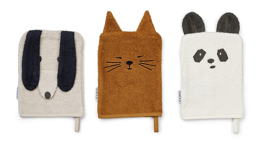 LIEWOOD Vaskeklud 3-pak Animal Mix