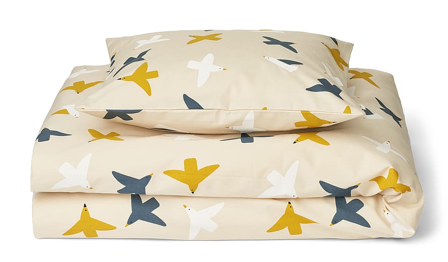 LIEWOOD Juniorsengetøj i Økologsk Bomuld Birds Sea Shell 100 x 140 cm