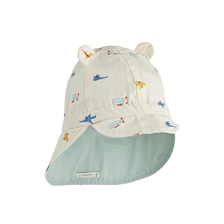 LIEWOOD Gorm Reversible Sun Hat With Ears Aviator / Ecru 3-4 år