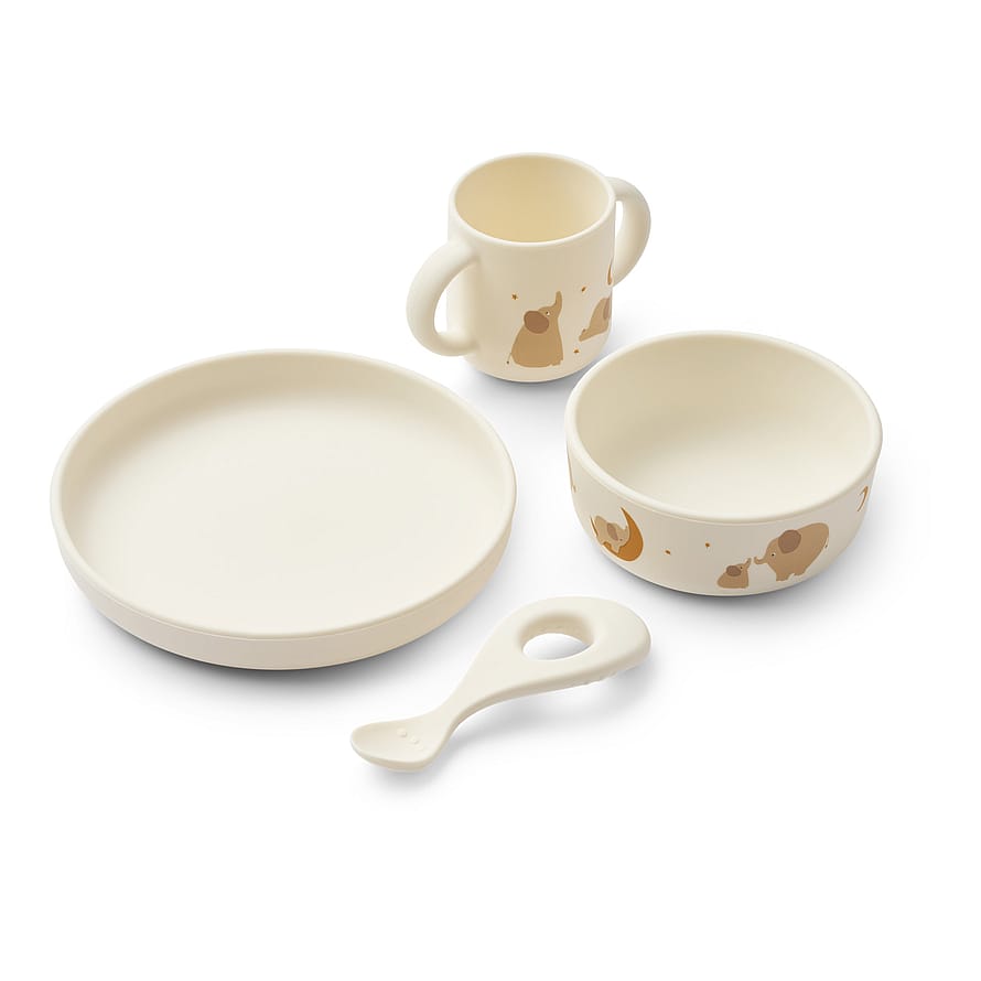 LIEWOOD Vivi Printed Tableware Set Elephant / Creme de la creme