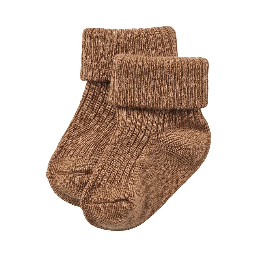 WHEAT Wool Rib Socks Ziggy Caramel Str 19-21