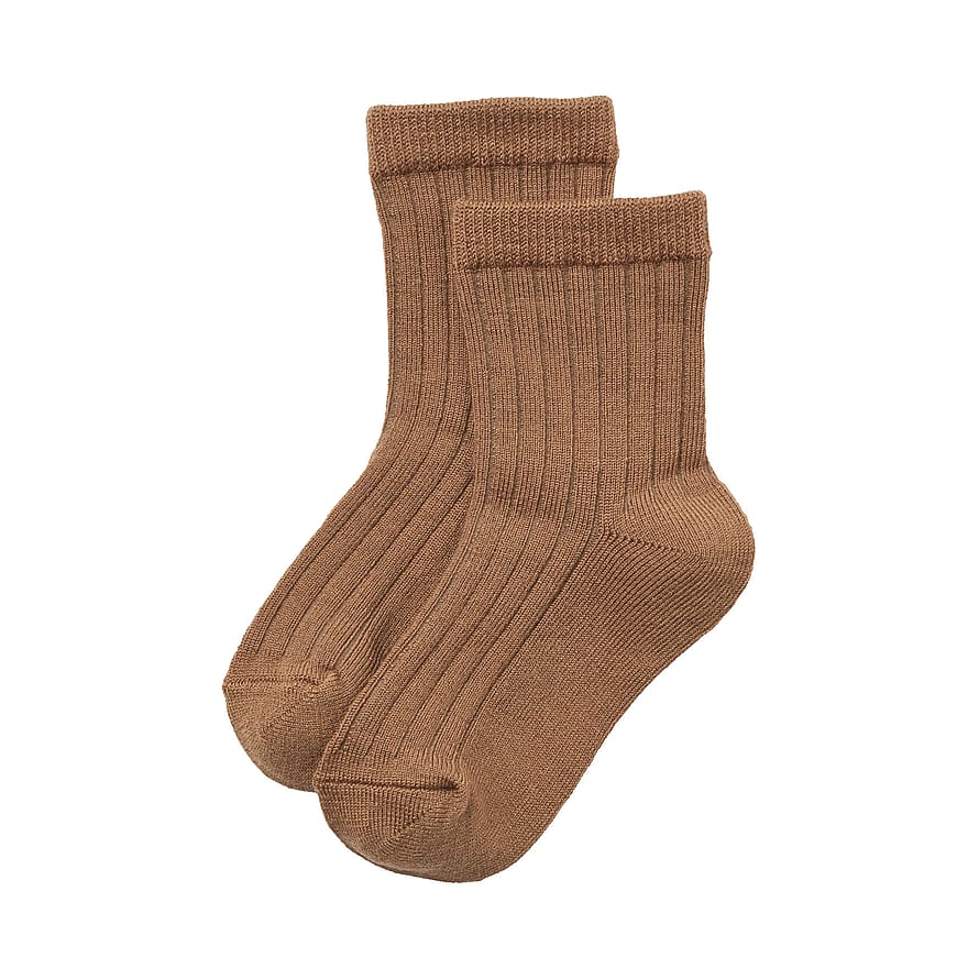 WHEAT Wool Rib Socks Vilde Caramel Str 21-24