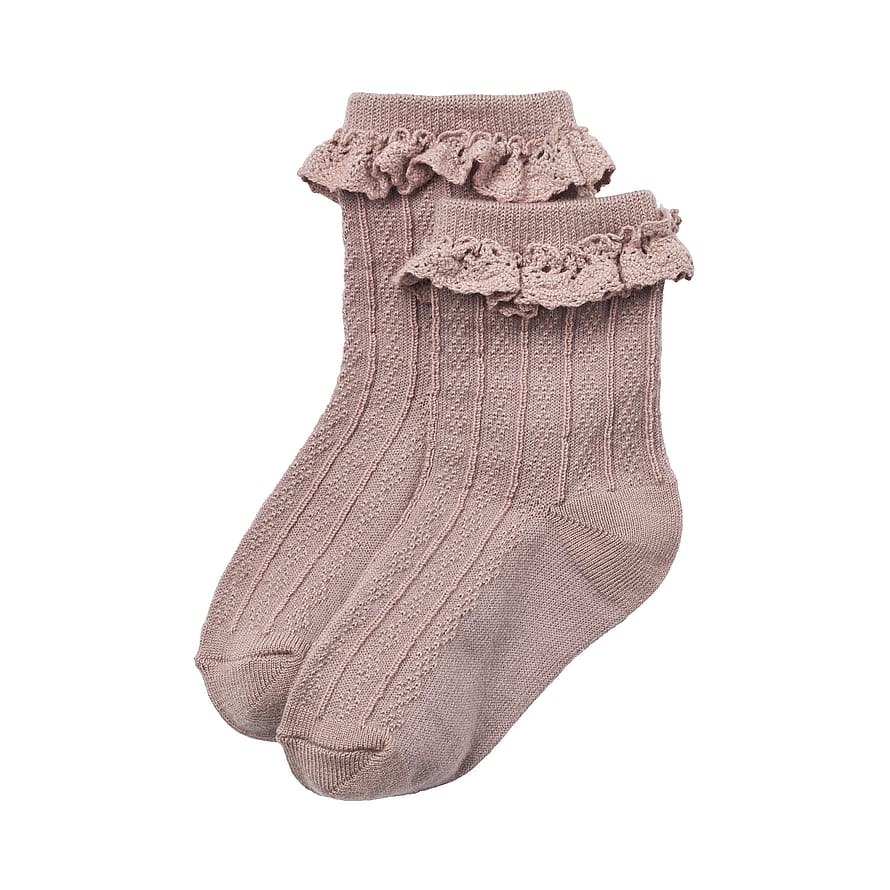 WHEAT Wool Lace Socks Nora 2-pak Dry Rose Str 29-32