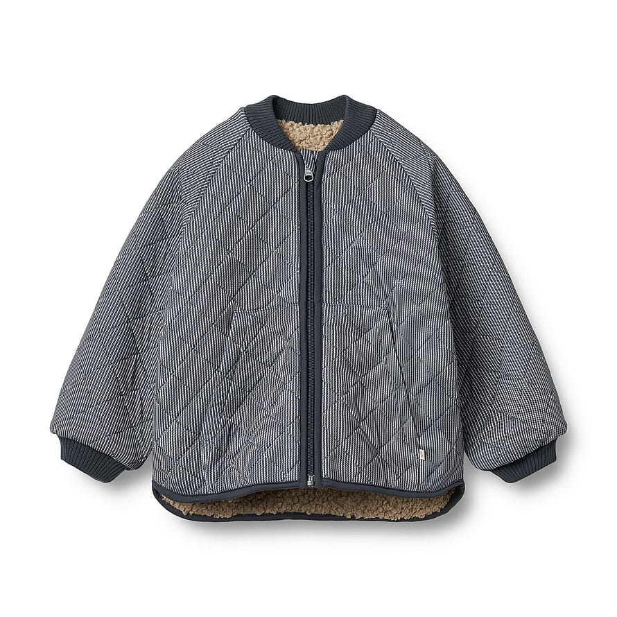 WHEAT Reversible Thermo Jacket Lake Ink Stripe Str 92/2 år