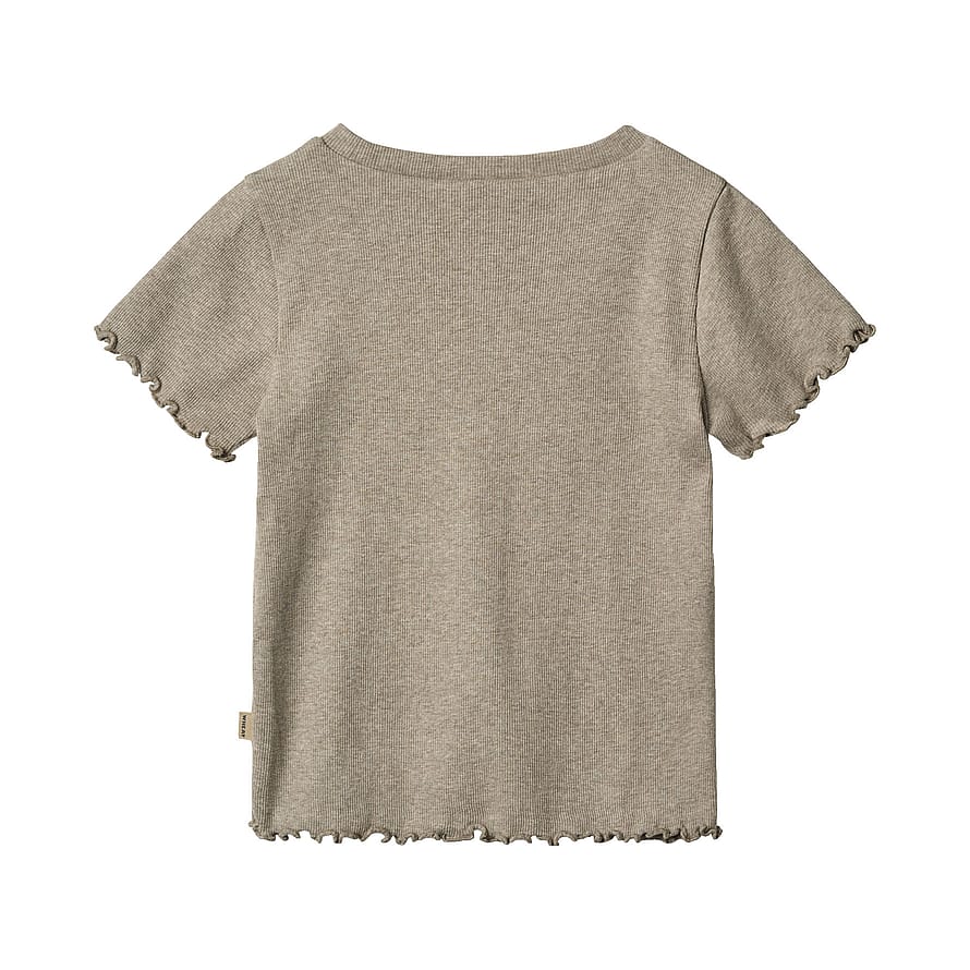 WHEAT Rib T-Shirt Short Sleeve Alicia Gravel Melange Str 98/ 3 år