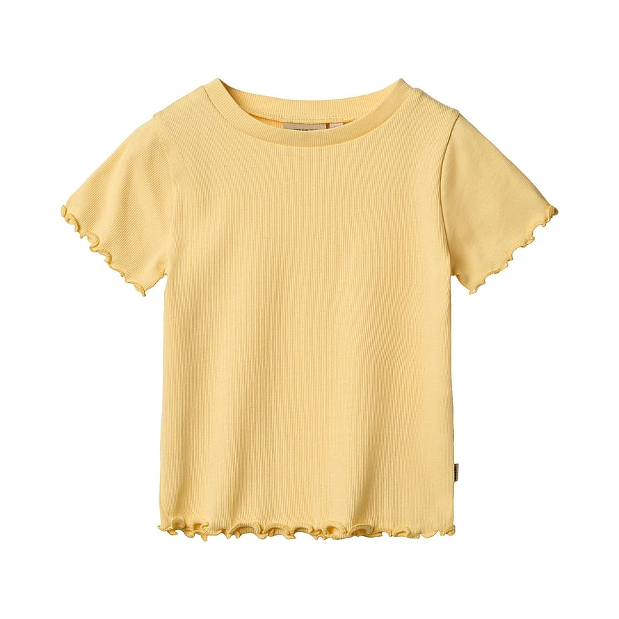WHEAT Rib T-Shirt Short Sleeve Alicia Golden Yellow Str 110/5 år