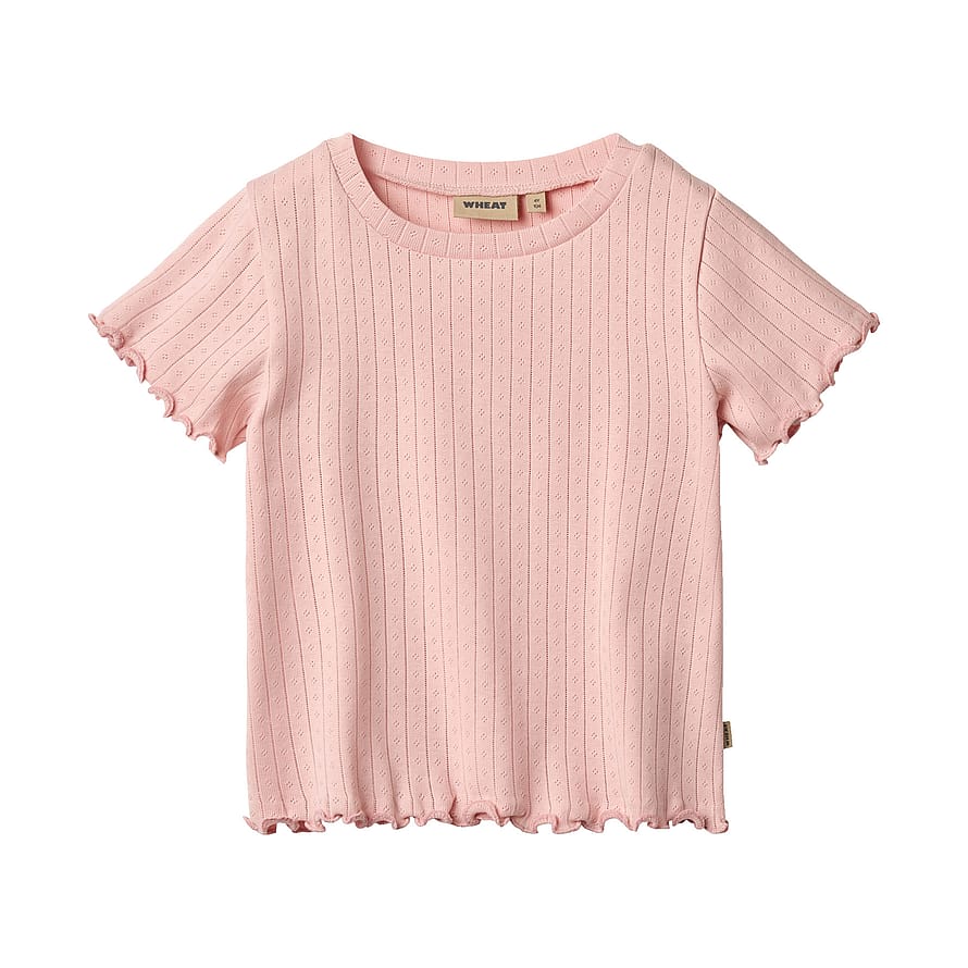 WHEAT Rib T-Shirt Short Sleeve Irene Rose Sprinkle Str 152/12 år
