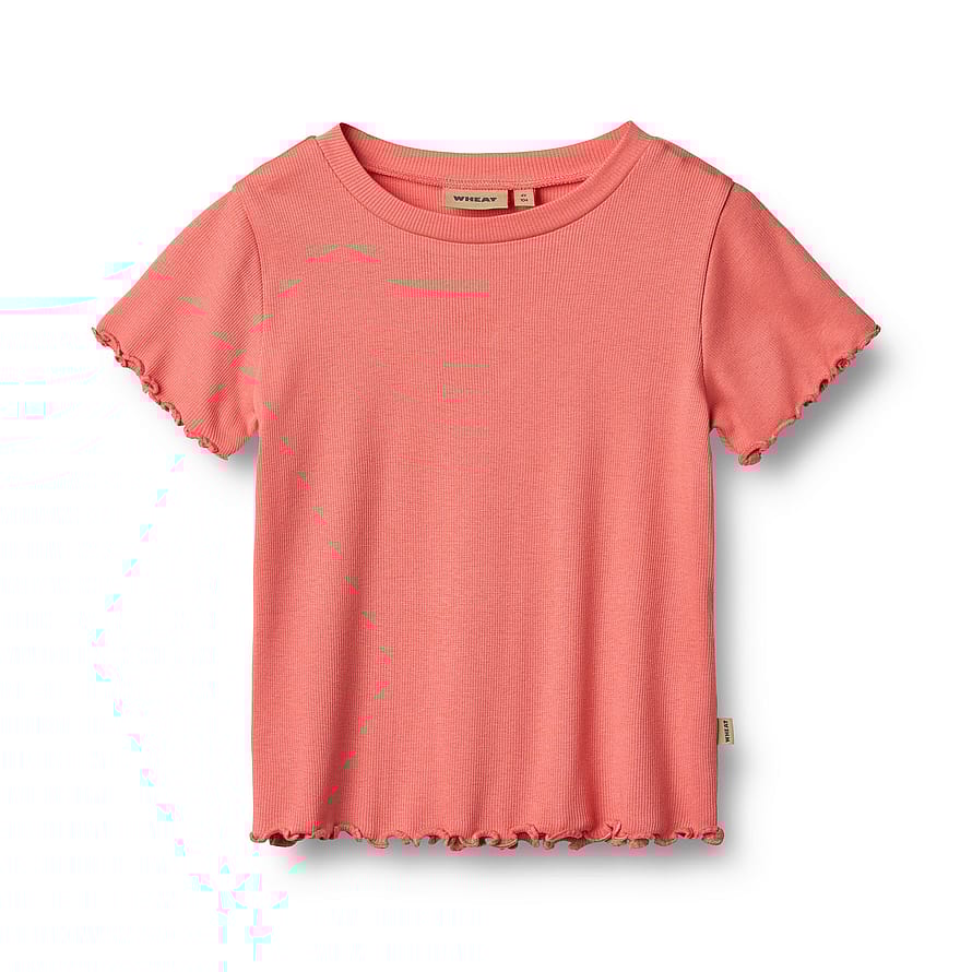 WHEAT Rib T-Shirt Short Sleeve Irene Light Coral Str 116/6 år