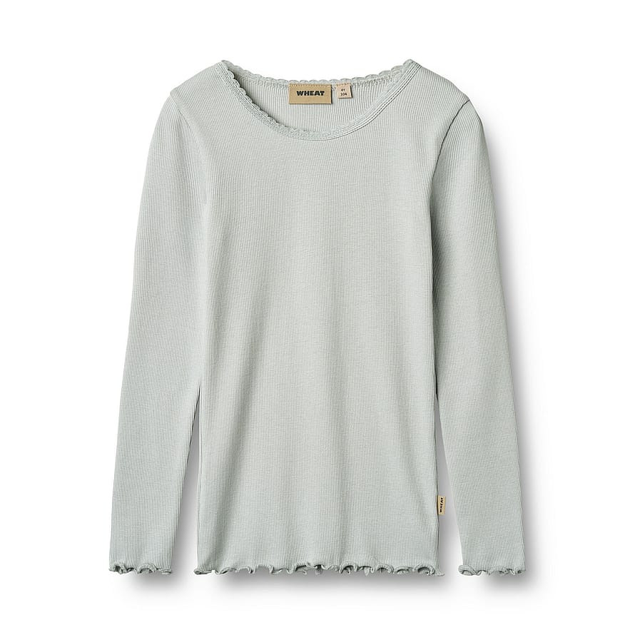 WHEAT Rib T-Shirt Long Sleeve Reese Soft Blue Str 110/5 år