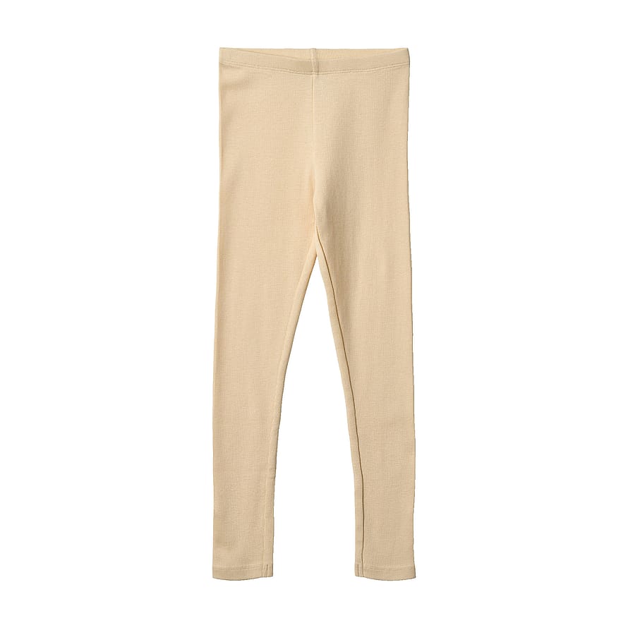 WHEAT Rib Leggings Maddy Macadamia Str 110/5 år