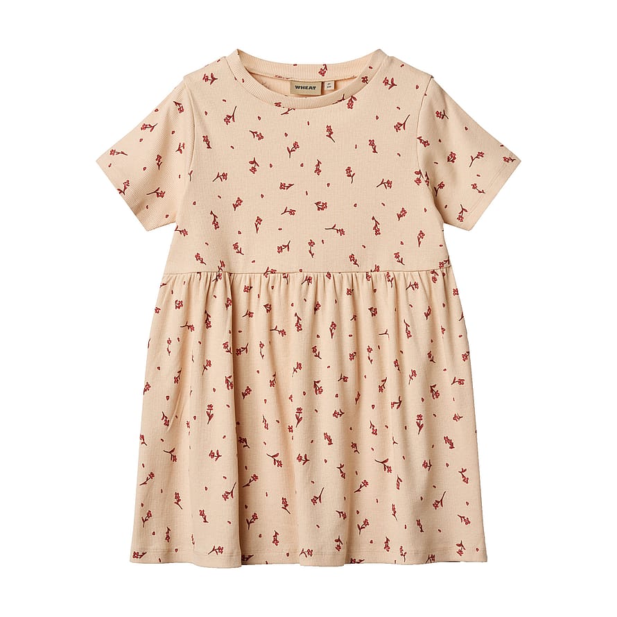 WHEAT Jersey Dress Short Sleeve Anna Rose Water Flowers Str 128/8 år