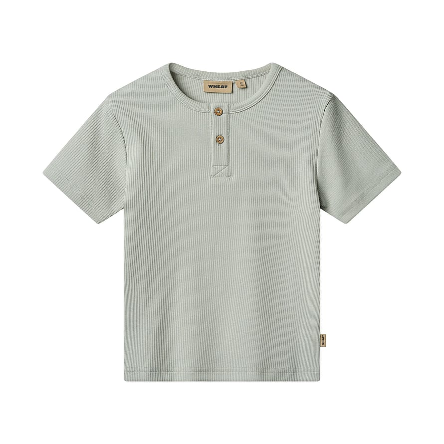 WHEAT T-Shirt Short Sleeve Lumi Rainy Sky Str 116/6 år