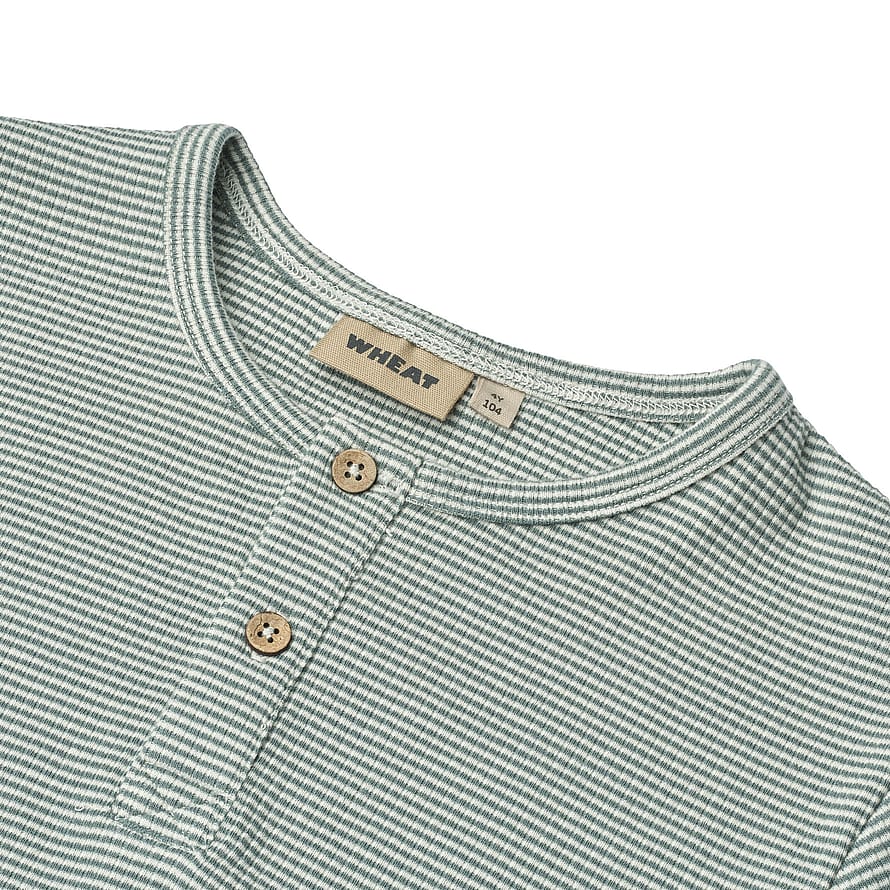 WHEAT T-Shirt Short Sleeve Lumi Stormy Sea Stripe Str 122/7 år