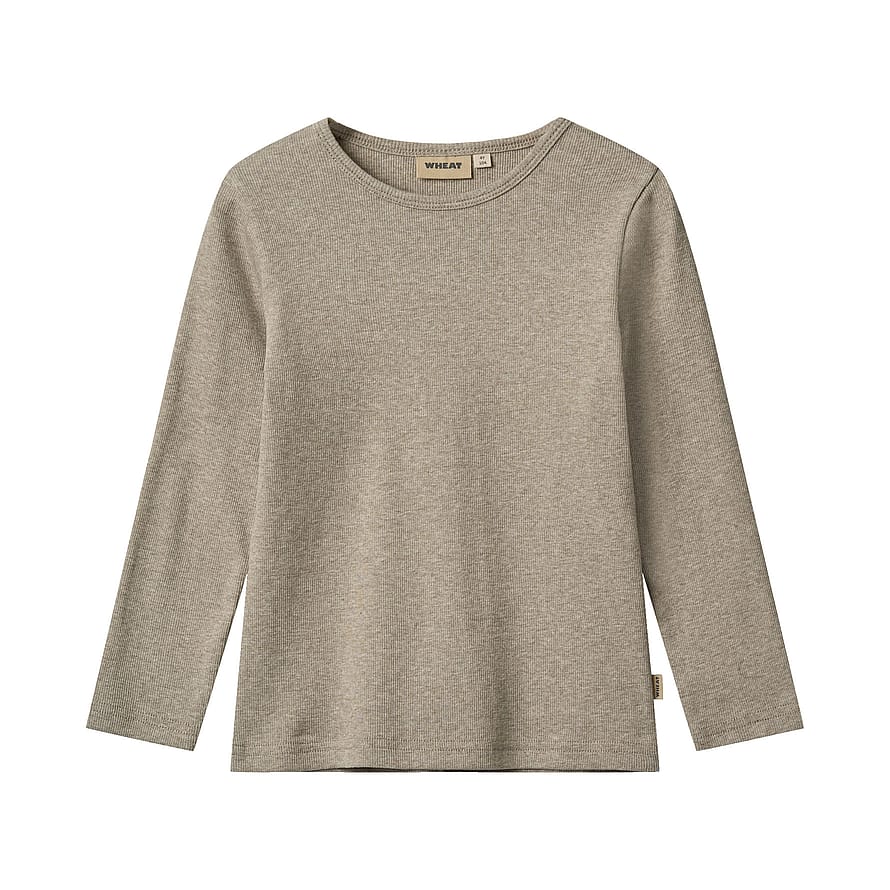 WHEAT Rib T-Shirt Long Sleeve Stig 2-pak Gravel Melange Str 92/2 år