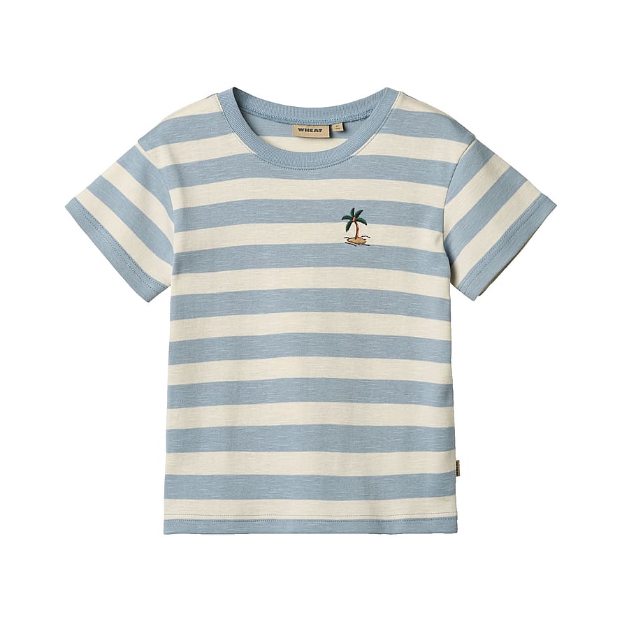 WHEAT T-Shirt Short Sleeve Liam Calm Blue Stripe Str 152/12 år