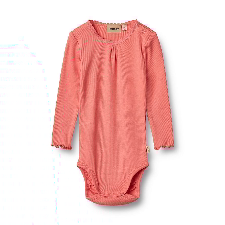 WHEAT Rib Body Long Sleeve Lotta Light Coral Str 92/2 år