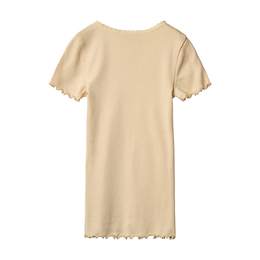 WHEAT Rib T-Shirt Short Sleeve Katie Macadamia Str 152/12 år