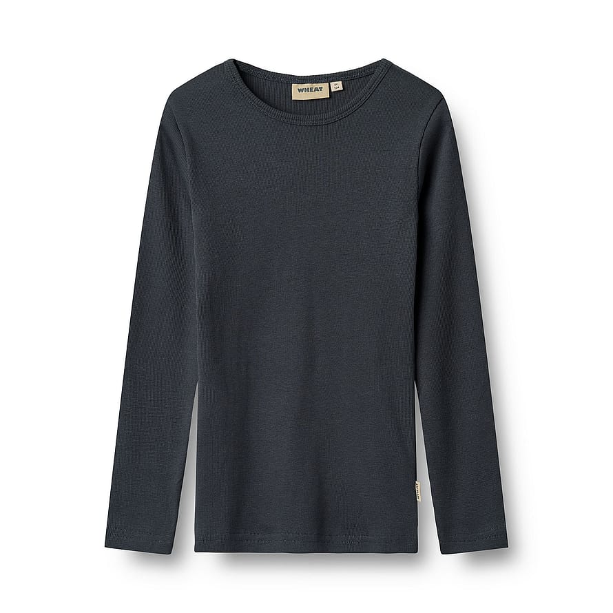 WHEAT Rib T-Shirt Long Sleeve Stig 2-pak Navy Str 128/8 år