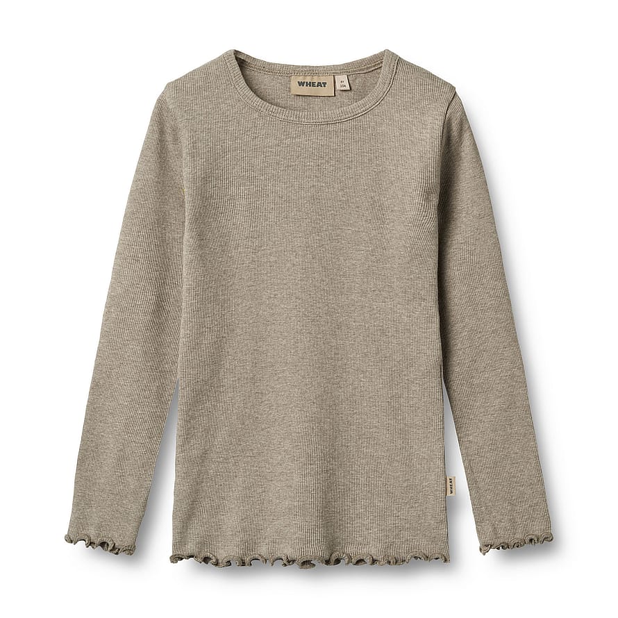 WHEAT T-Shirt Long Sleeve Ida Gravel Melange Str 104/4 år