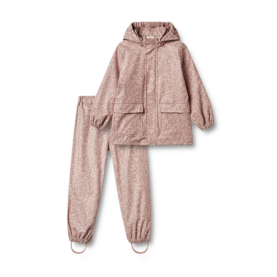 WHEAT Rainwear Ola Set Powder Flower Meadow Str 140/10 år