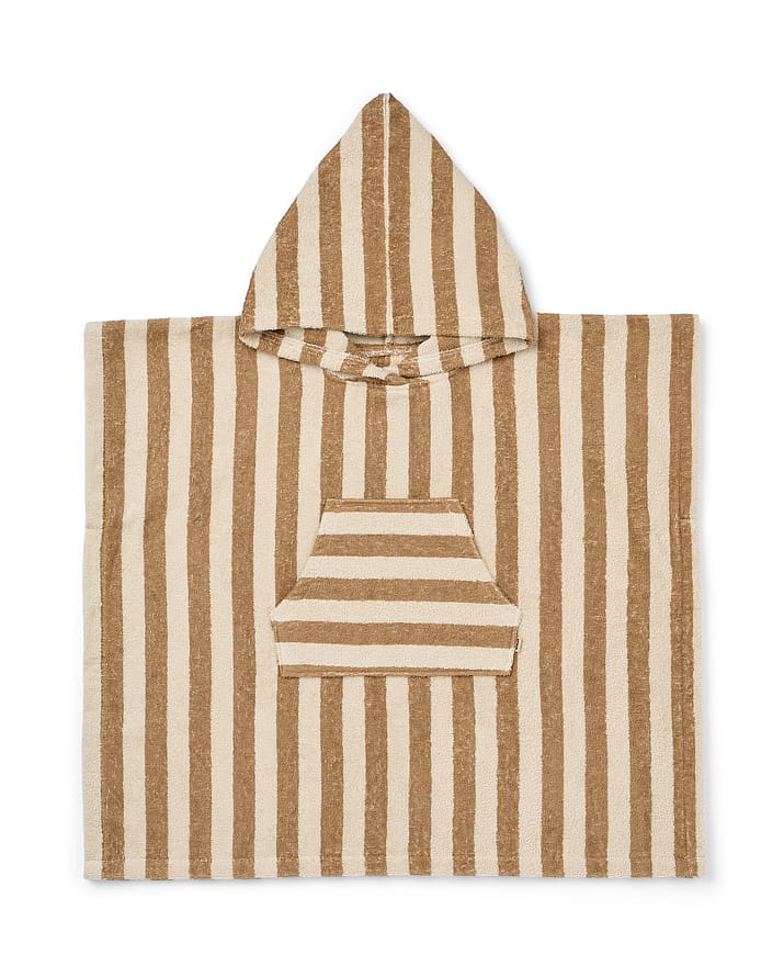 WHEAT Terry Poncho Lille Cappucino Stripe Str 110/5 år