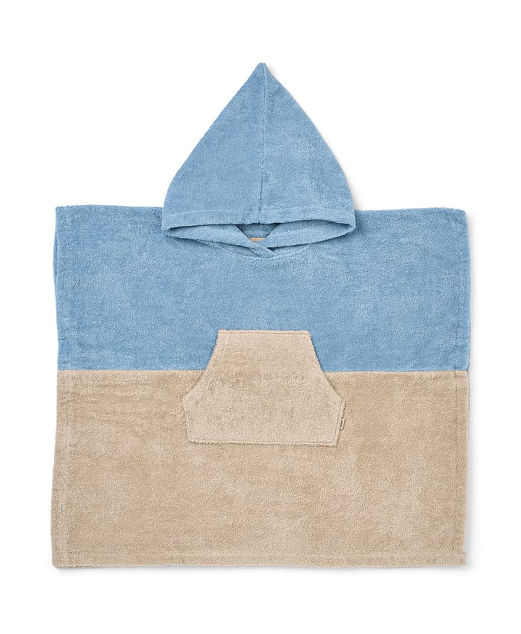 WHEAT Terry Poncho Lille Blue Summer Str 9-10 år/ 134-140 cm