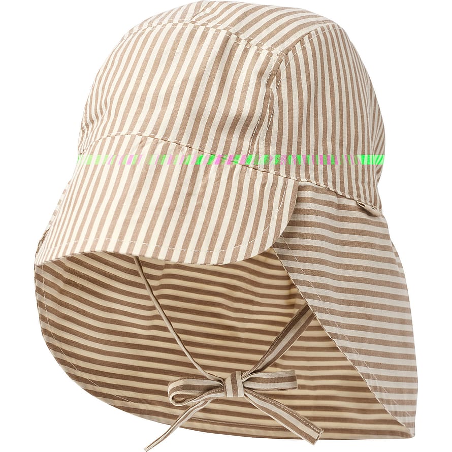 WHEAT Sun Hat Woven Tonga Cappucino Stripe Str 3-9 m/44-47cm