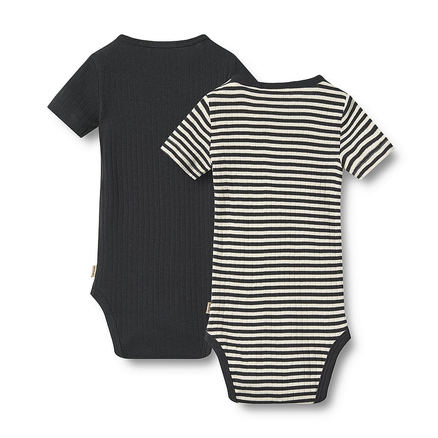 WHEAT Rib Body Short Sleeve Timo 2-pak Navy Rib Stripe Str 74/9m