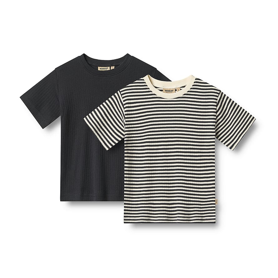 WHEAT Rib T-Shirt Short Sleeve Fabian 2-pak Navy Str 92/2 år