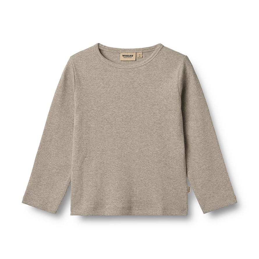 WHEAT T-Shirt Long Sleeve Milo Gravel Melange Str 128/8 år
