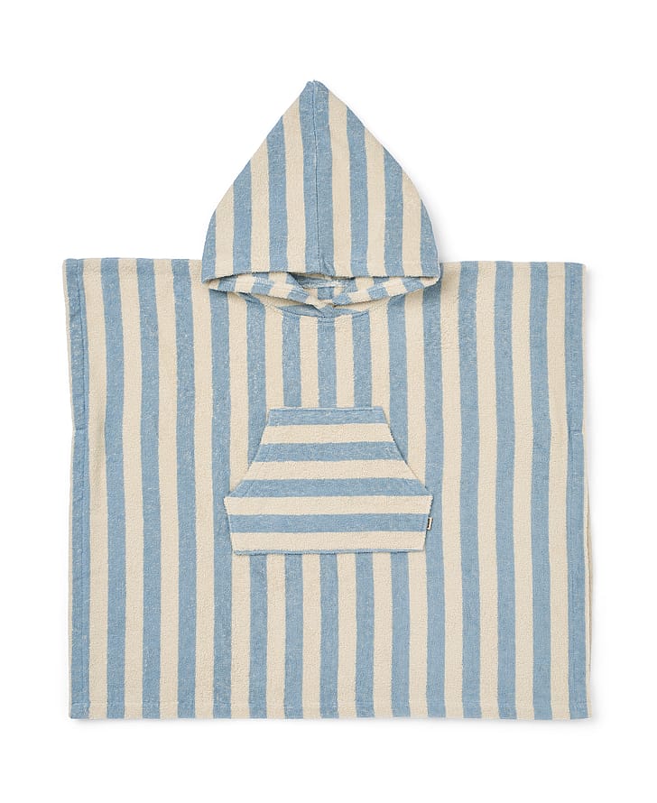 WHEAT Terry Poncho Lille Blue Swim Stripe Str 1-2 år/80/92cm