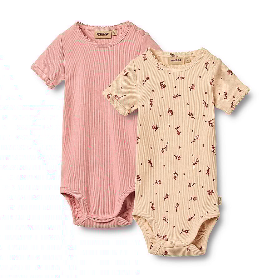 WHEAT Body Short Sleeve Elisa 2-pak Rose Water Flowers Str 74/9m